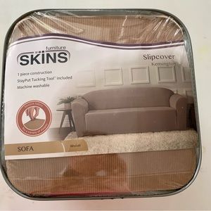 Furniture Skins Sofa Slipcover Tan 75”- 88” Couch Cover Kensington New